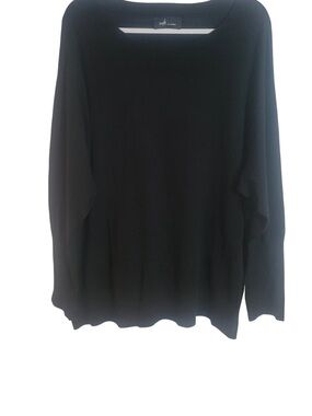 Soft by Naadam Womens 3x Black Cotton Cashmere Dolman Boat Neck Sweater Cozy